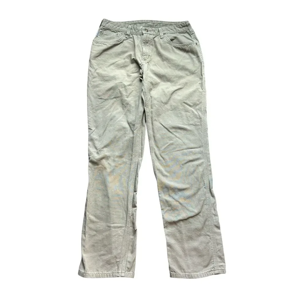 Carhartt Women's Rugged Flex Relaxed Fit Canvas Carpenter Pants 12 Tall Khaki